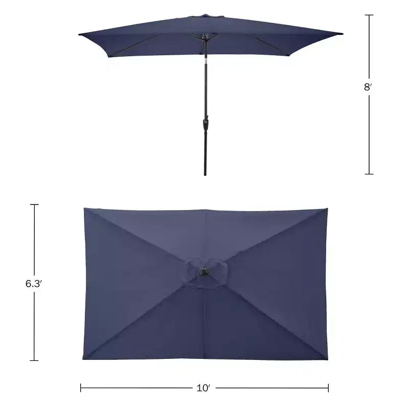 Alaterre Furniture 8pc Outdoor Patio Dining Set, Weston Table with 10' Rectangular Umbrella