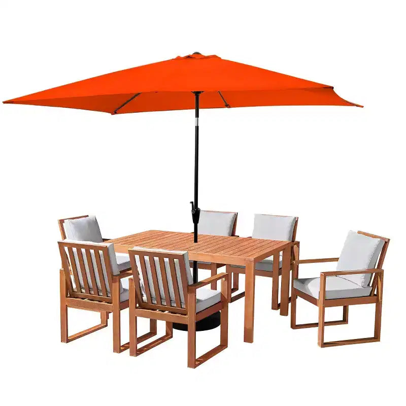 Alaterre Furniture 8-teiliges Garten-Essset, Weston-Tisch mit 10' rechteckigem Sonnenschirm