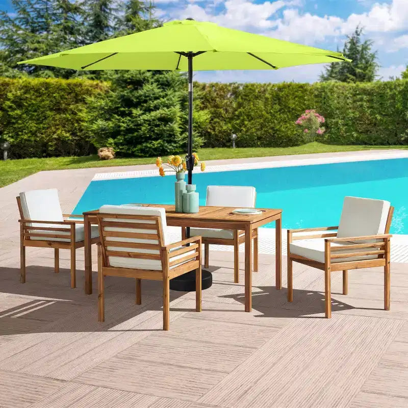 Alaterre Furniture 6pc Outdoor Patio Dining Set, Okemo Table with 10' Auto Tilt Umbrella