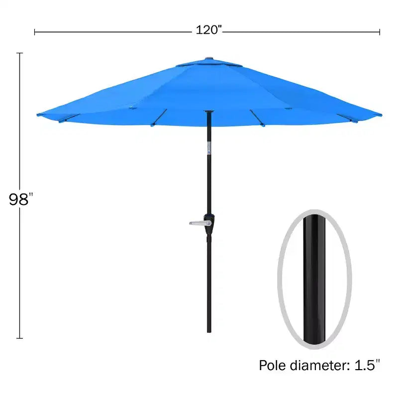 Alaterre Furniture 6pc Outdoor Patio Dining Set, Okemo Table with 10' Auto Tilt Umbrella