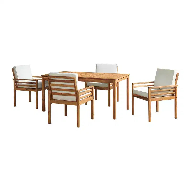 Alaterre Furniture 6pc Outdoor Patio Dining Set, Okemo Table with 10' Auto Tilt Umbrella