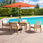 Alaterre Furniture 6pc Outdoor Patio Dining Set, Okemo Table with 10' Auto Tilt Umbrella