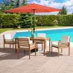 Alaterre Furniture 6pc Outdoor Patio Dining Set, Okemo Table with 10' Auto Tilt Umbrella