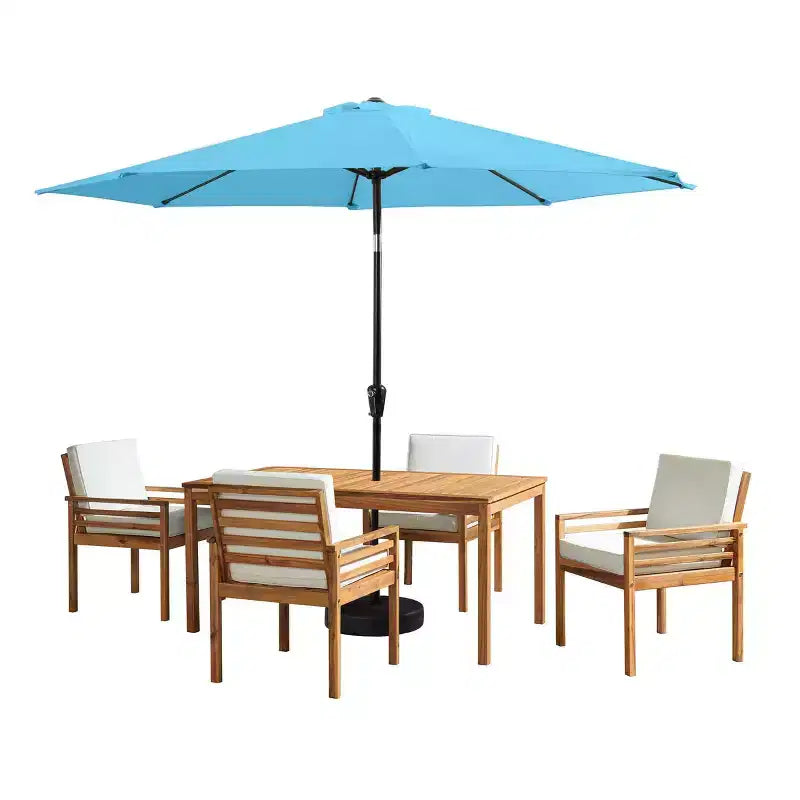 Alaterre Furniture 6-teiliges Garten-Essset, Okemo-Tisch mit 10' Sonnenschirm mit automatischer Neigefunktion