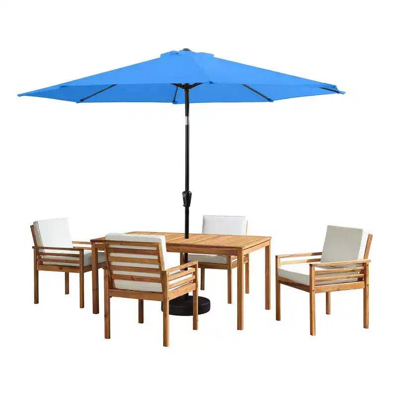 Alaterre Furniture 6-teiliges Garten-Essset, Okemo-Tisch mit 10' Sonnenschirm mit automatischer Neigefunktion
