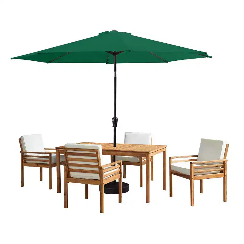 Alaterre Furniture 6-teiliges Garten-Essset, Okemo-Tisch mit 10' Sonnenschirm mit automatischer Neigefunktion