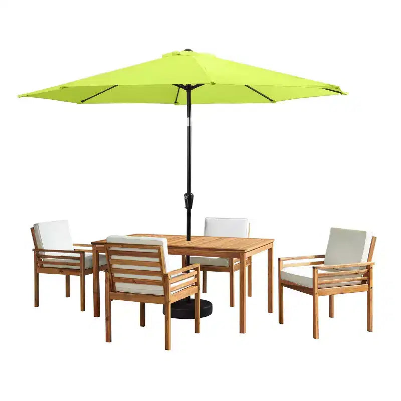 Alaterre Furniture 6-teiliges Garten-Essset, Okemo-Tisch mit 10' Sonnenschirm mit automatischer Neigefunktion