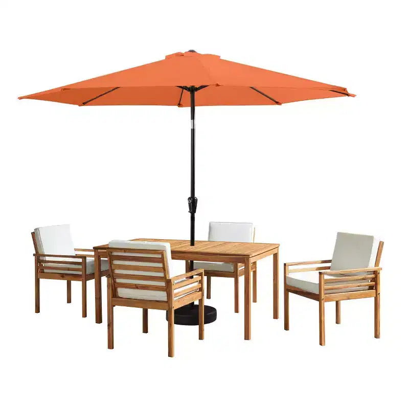 Alaterre Furniture 6-teiliges Garten-Essset, Okemo-Tisch mit 10' Sonnenschirm mit automatischer Neigefunktion
