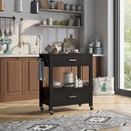 Carrello portavivande moderno con 2 cassetti e barra portasciugamani