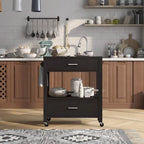 Carrello portavivande moderno con 2 cassetti e barra portasciugamani