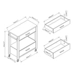 Carrello portavivande moderno con 2 cassetti e barra portasciugamani