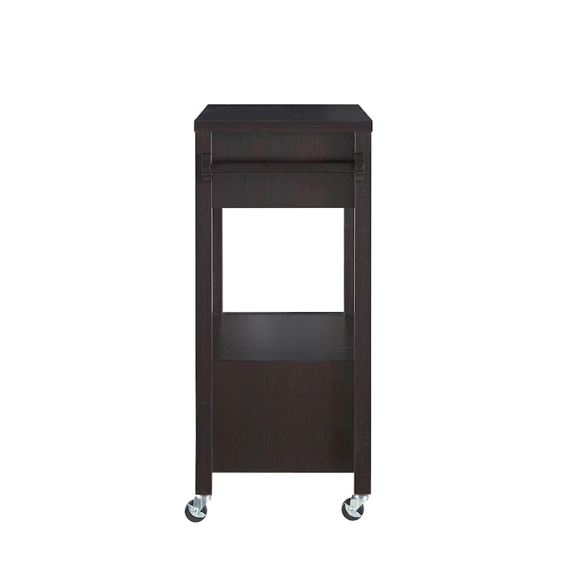 Modern 2-Drawer Caster Serving Cart with Towel Bar