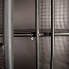 Dunkelbrauner Schaukasten aus poliertem Metall mit Mesh-Türen