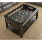 Couchtisch aus dunklem Walnussholz und Glas mit Tischkicker