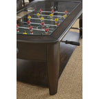 Couchtisch aus dunklem Walnussholz und Glas mit Tischkicker