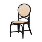 Moderner Esszimmerstuhl im Mid-Century-Stil, zweifarbig in Schwarz und Naturbraun, aus Rattan