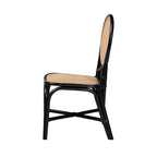 Moderner Esszimmerstuhl im Mid-Century-Stil, zweifarbig in Schwarz und Naturbraun, aus Rattan