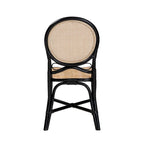 Moderner Esszimmerstuhl im Mid-Century-Stil, zweifarbig in Schwarz und Naturbraun, aus Rattan