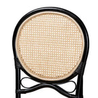 Moderner Esszimmerstuhl im Mid-Century-Stil, zweifarbig in Schwarz und Naturbraun, aus Rattan