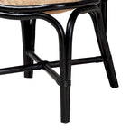 Moderner Esszimmerstuhl im Mid-Century-Stil, zweifarbig in Schwarz und Naturbraun, aus Rattan