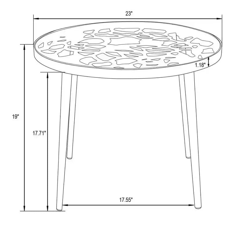 LeisureMod Devon 3-Piece Aluminum Outdoor Patio Dining Set with Tempered Glass Top Table and 2 Stackable Flower Design Chairs