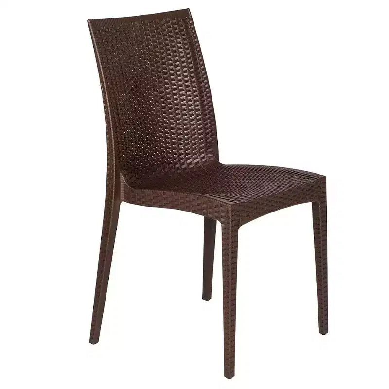 LeisureMod Mace Mid-Century 7-Piece Rectangular Outdoor Dining Set with 4 Side Chairs and 2 Armchairs
