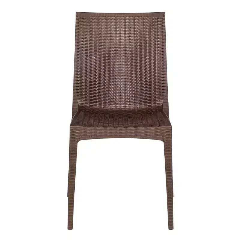 LeisureMod Mace Mid-Century 7-Piece Rectangular Outdoor Dining Set with 4 Side Chairs and 2 Armchairs