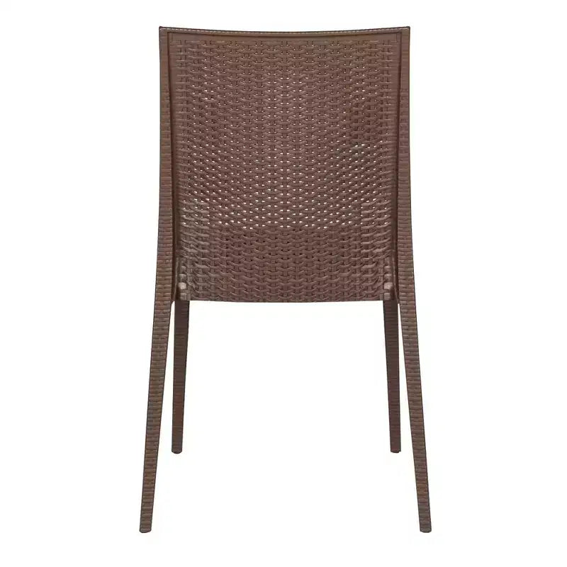 LeisureMod Mace Mid-Century 7-Piece Rectangular Outdoor Dining Set with 4 Side Chairs and 2 Armchairs