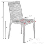 LeisureMod Mace Mid-Century 7-Piece Rectangular Outdoor Dining Set with 4 Side Chairs and 2 Armchairs