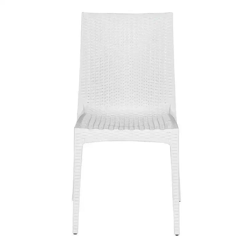 LeisureMod Mace Mid-Century 7-Piece Rectangular Outdoor Dining Set with 4 Side Chairs and 2 Armchairs