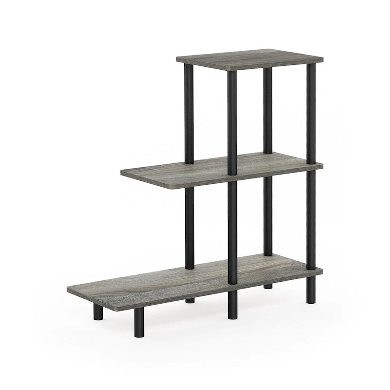 3-Tier Sofa Side Table Tall, Espresso/Black
