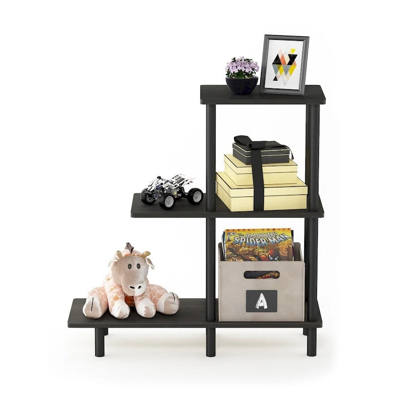 3-Tier Sofa Side Table Tall, Espresso/Black