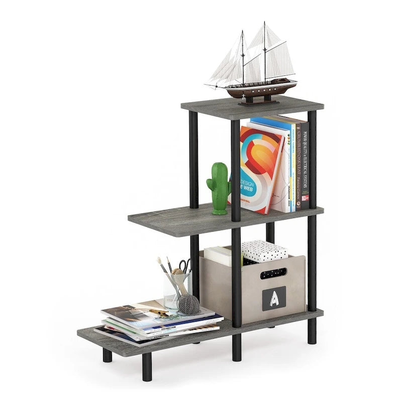 3-Tier Sofa Side Table Tall, Espresso/Black