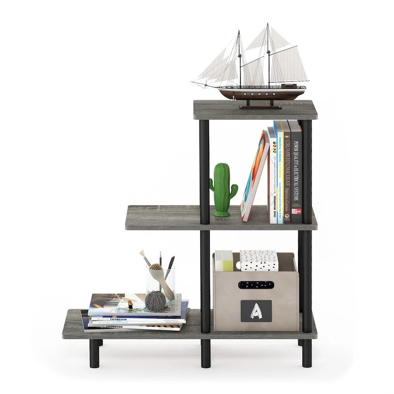 3-Tier Sofa Side Table Tall, Espresso/Black