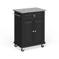 Compact Gray Granite Top Cart/ Island in Black Finish - 18d x 31w x 35.5h