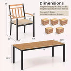 Costway 9 PCS Outdoor Dining Table & Chairs Set Table with Acacia Wood Top Umbrella Hole