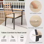 Costway 9 PCS Outdoor Dining Table & Chairs Set Table with Acacia Wood Top Umbrella Hole