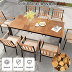 Costway 9 PCS Outdoor Dining Table & Chairs Set Table with Acacia Wood Top Umbrella Hole