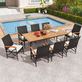 Costway 9 PCS Patio Dining Set with 1.9 Umbrella Hole X-frame Armrests Seat Cushions