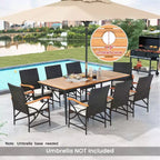 Costway 9 PCS Patio Dining Set with 1.9 Umbrella Hole X-frame Armrests Seat Cushions