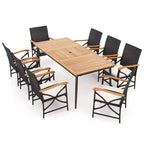 Costway 9 PCS Patio Dining Set with 1.9 Umbrella Hole X-frame Armrests Seat Cushions