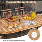 Costway 9 Pieces Outdoor Dining Set with Acacia Wood Top & Umbrella Hole Metal Frame