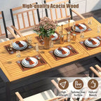 Costway 9 Pieces Patio Dining Set with Soft Cushions and 1.9 Umbrella Hole for Garden