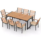 Costway 9 Pieces Patio Dining Set with Soft Cushions and 1.9 Umbrella Hole for Garden