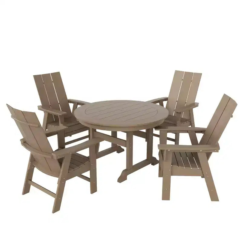 Set WestinTrends da 5 pezzi con tavolo rotondo da pranzo da esterno e poltrone moderne