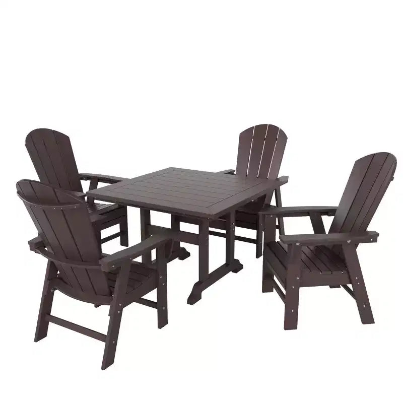 Set da pranzo da patio da 5 pezzi WestinTrends con tavolo quadrato e poltrone con schienale curvo