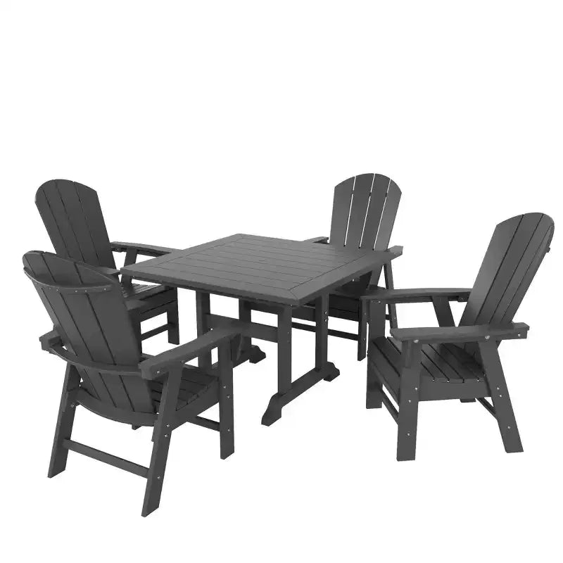 Set da pranzo da patio da 5 pezzi WestinTrends con tavolo quadrato e poltrone con schienale curvo