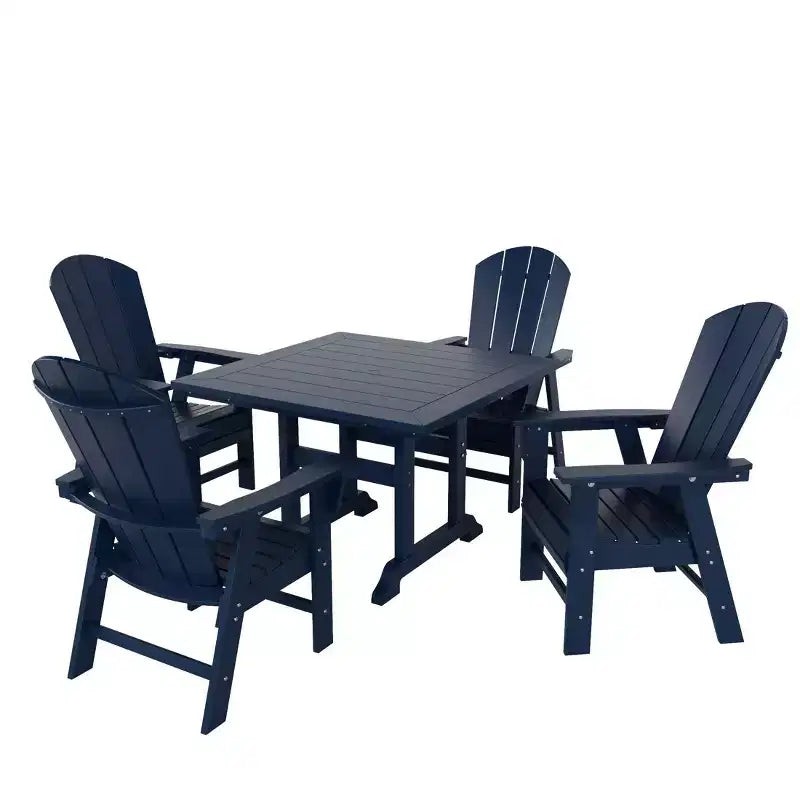 Set da pranzo da patio da 5 pezzi WestinTrends con tavolo quadrato e poltrone con schienale curvo