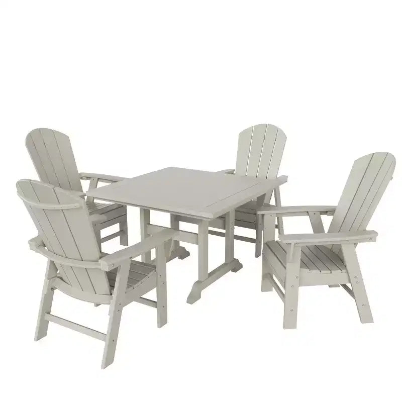 Set da pranzo da patio da 5 pezzi WestinTrends con tavolo quadrato e poltrone con schienale curvo