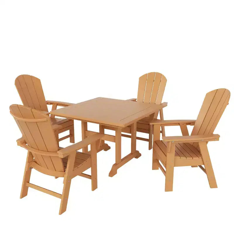 Set da pranzo da patio da 5 pezzi WestinTrends con tavolo quadrato e poltrone con schienale curvo